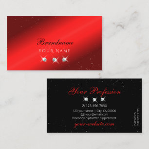 Stylish Ruby Red Black Sparkling Diamonds Elegant Business Card