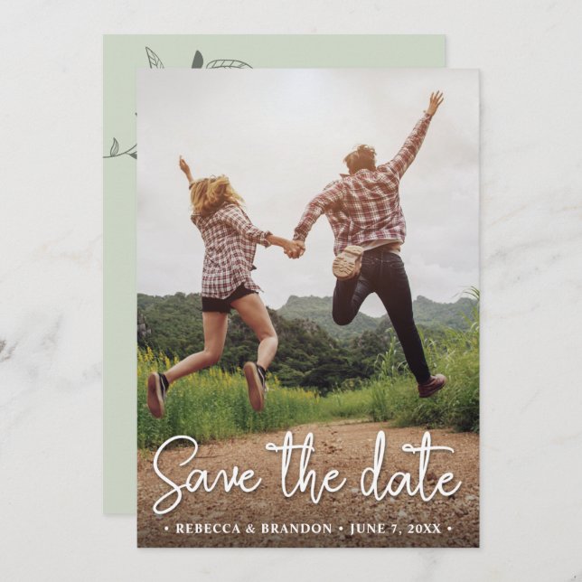 Stylish Rustic Double Sided Save The Date Photo (Front/Back)