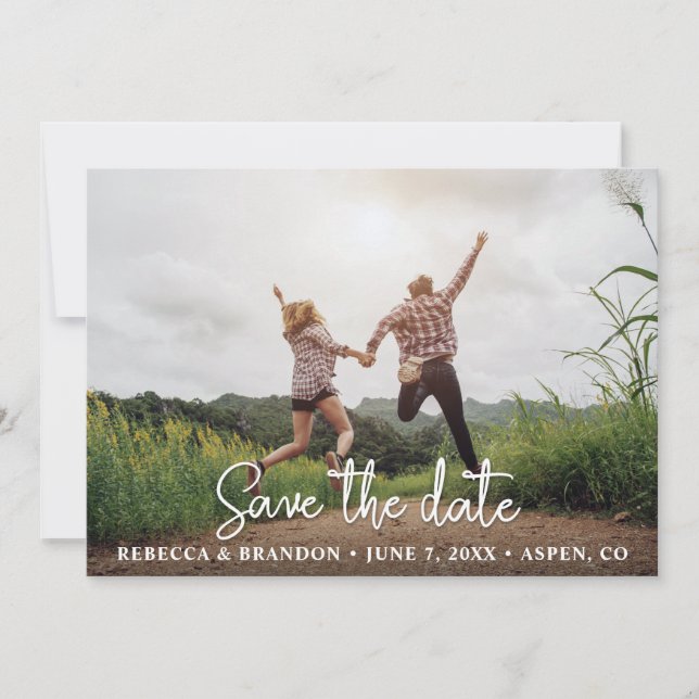 Stylish Rustic Double Sided Save The Date Photo (Front)