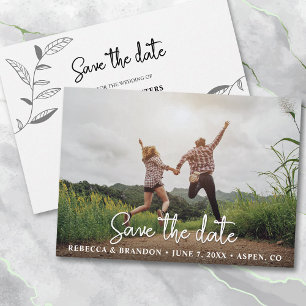 Stylish Rustic Double Sided Save The Date Photo