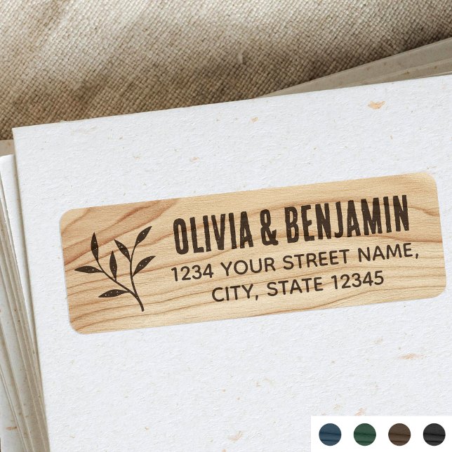 Stylish Rustic Leaf Woodgrain Brown Return Address (Creator Uploaded)