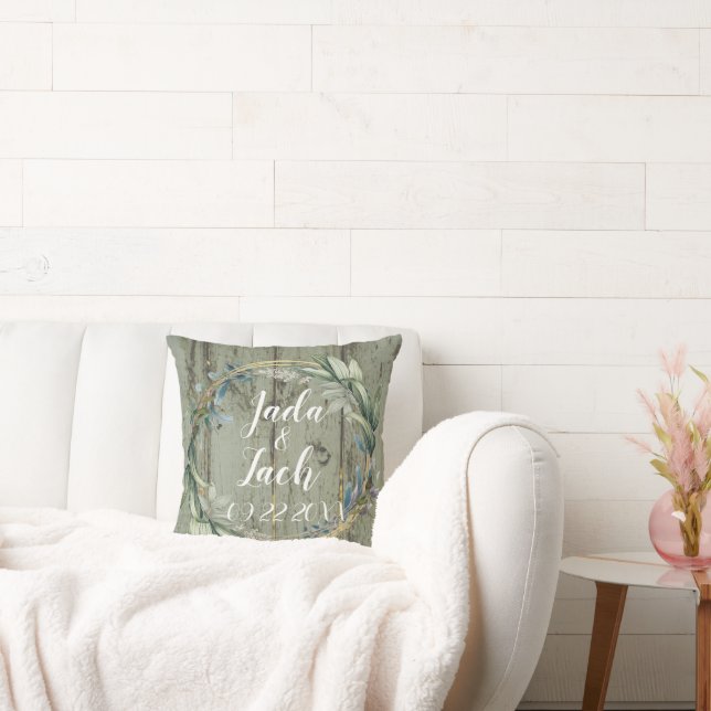 Stylish Rustic Leafy  Wreath Wedding  Cushion (Couch)