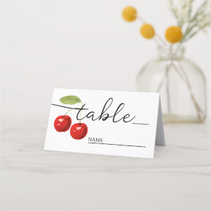 Stylish Rustic Red Cherries Bohermian Wedding  Place Card
