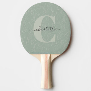 Stylish Rustic Sage Green Botanical Floral Custom Ping Pong Paddle