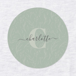 Stylish Rustic Sage Green Botanical Floral Name   