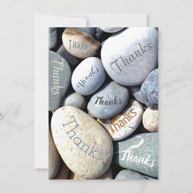 Stylish Rustic Unusual THANKS Natural Pebbles Save The Date (Front)