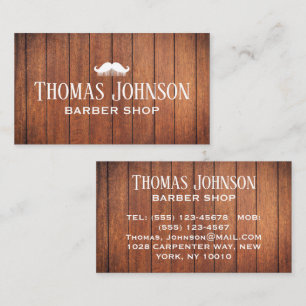 Stylish Rustic Wooden Barber Shop Business Card