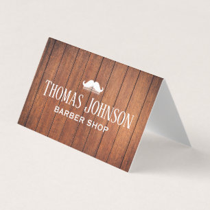Stylish Rustic Wooden Barber Shop Business Card