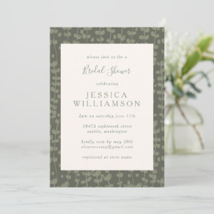 Stylish Sage Botanical Greenery Bridal Shower  Invitation