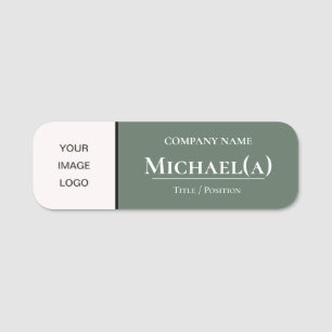 Stylish Sage Green And White Elegant Business LOGO Name Tag