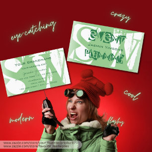 Stylish Sage Green and White with Monogram Modern Business Card