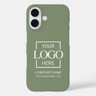 Stylish Sage Green Business Company Logo Apple iPhone 16 Case