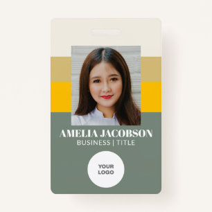 Stylish Sage Green Employee Photo ID and Logo ID Badge