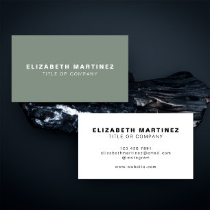 Stylish Sage Green Front and Back Personalised Business Card