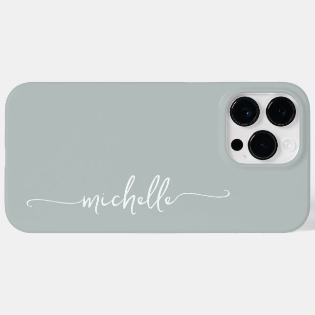 Stylish Sage Green Girly Minimal Name Script Case-Mate iPhone Case (Back (Horizontal))