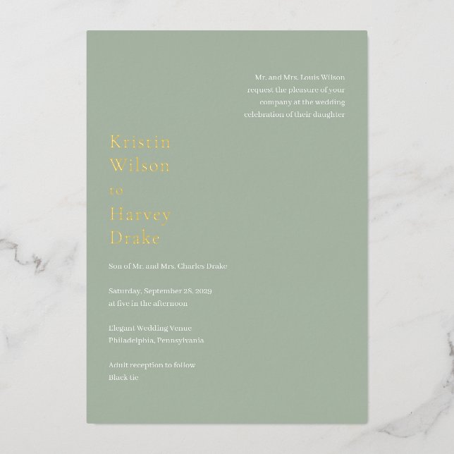 Stylish Sage Green Modern Wedding (Front)