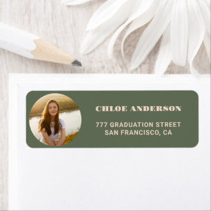 Stylish Sage Green Photo Grad Return Address