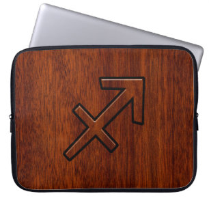 Stylish Sagittarius Zodiac Sign in Mahogany Decor Laptop Sleeve