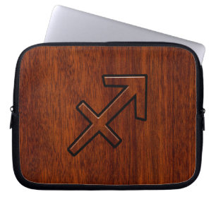 Stylish Sagittarius Zodiac Sign in Mahogany Decor Laptop Sleeve
