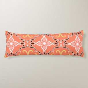 Stylish Salmon Peach Pink Floral Abstract Design Body Cushion