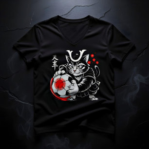 Stylish Samurai Cat Japan Soccer For Football fans T-Shirt