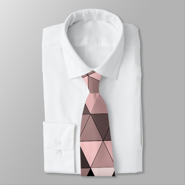 Stylish Sangria Brown & Pink Pattern Design Tie (Tied)