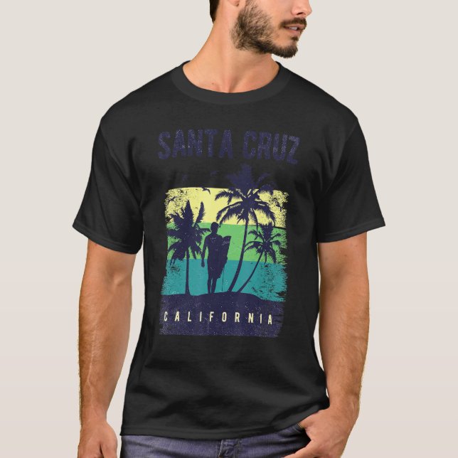 Stylish Santa Cruz California Surfing Outfit Santa T-Shirt (Front)