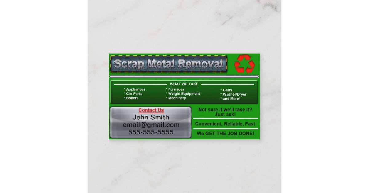 Stylish Scrap Metal Removal Business Card Zazzle