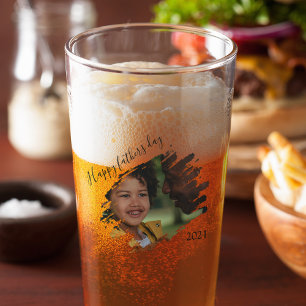 Stylish Scratched Effect Photo   Personalised Beer Glass
