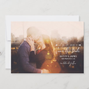 Stylish Script & Arrows Full Photo Save the Date