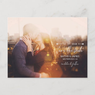 Stylish Script & Arrows Full Photo Save the Date Announcement Postcard