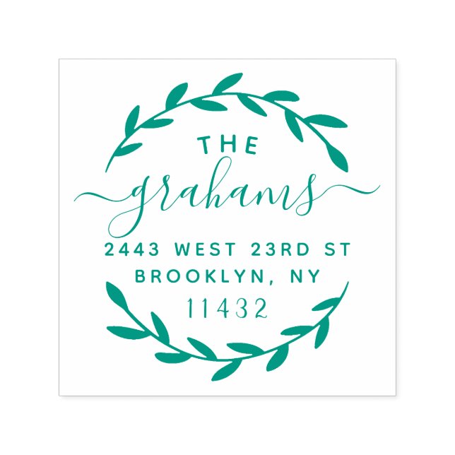 Stylish Script Botanical Family Return Address Self-inking Stamp (Design)