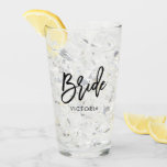 Stylish Script "Bride" Personalised Glass<br><div class="desc">Fun personalised bridal party design.</div>