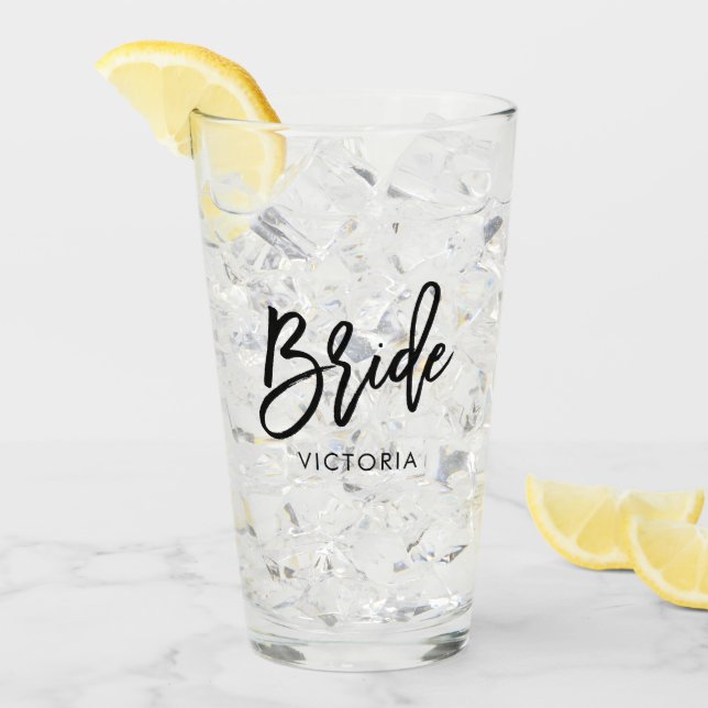 Stylish Script "Bride" Personalised Glass (Front Ice)