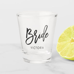 Stylish Script "Bride" Personalised Shot Glass