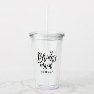 Stylish Script "Bridesmaid" Personalised Acrylic Tumbler