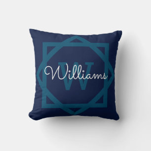 Stylish Script Family Name Monogram Cushion
