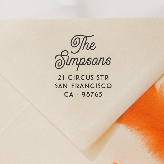 Stylish Script Family Name & Return Address Self-inking Stamp (Creator Uploaded)