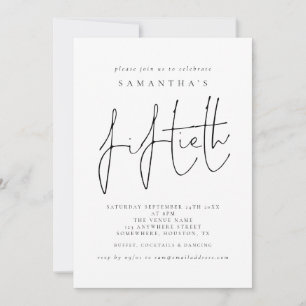 Stylish Script Fiftieth Birthday Party Invitation