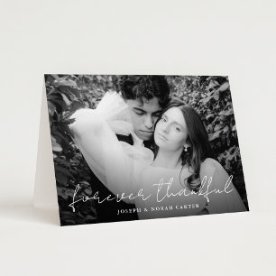 Stylish Script Forever Thankful Folded Wedding Thank You Card