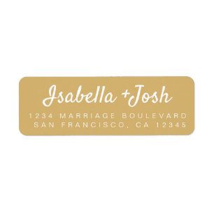 Stylish Script Gold Yellow Wedding Return Address