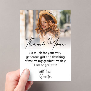 stylish script graduation faded photo thank you acrylic invitations