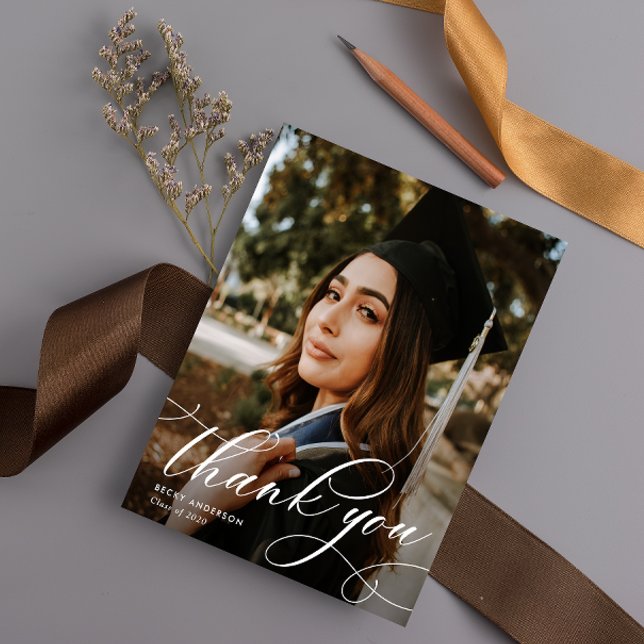 stylish script graduation thank you card (Creator Uploaded)
