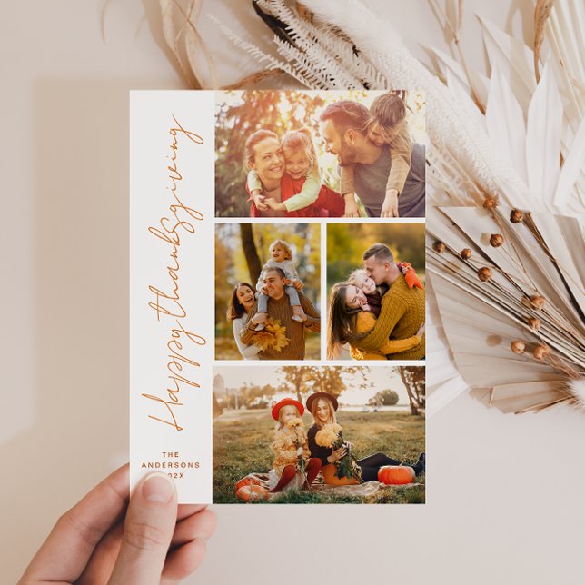 stylish script happy thanksgiving photo card (Creator Uploaded)
