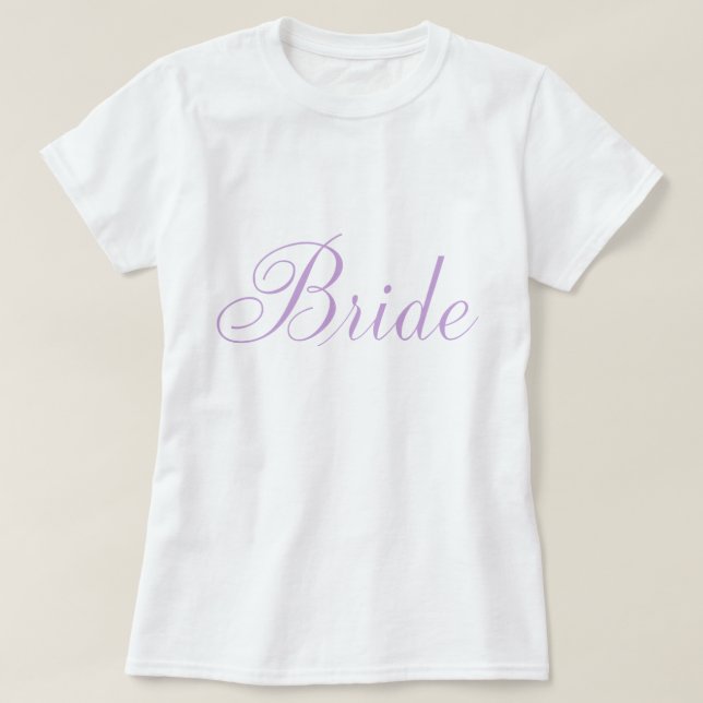 Stylish Script Lavender Bride T-Shirt (Design Front)