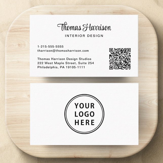Stylish Script Logo QR Code Professional Business Card (Capture attention, make connections, and leave a lasting impression with our modern QR business card)