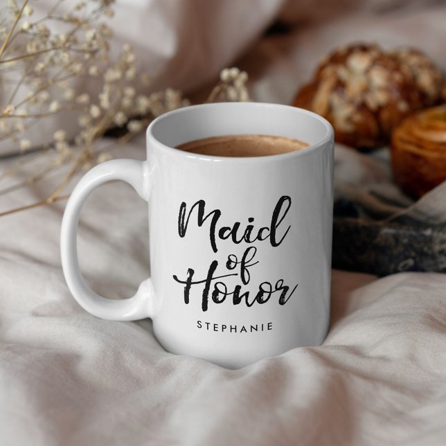 Stylish Script "Maid of Honour" Personalised Coffee Mug (Creator Uploaded)