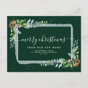 stylish script Merry christmas moving announcement
