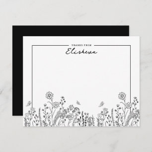 Stylish Script Minimalist Floral Sketch  Card