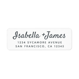Stylish Script Modern Black White Return Address